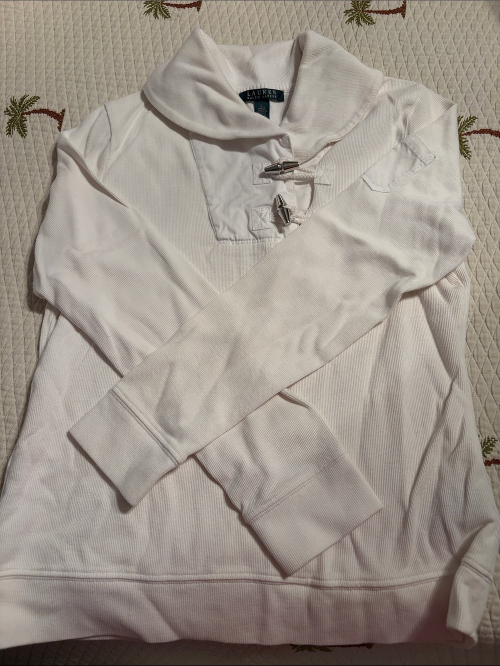 Ralph Lauren White Shawl-Collar Toggle Pullover
